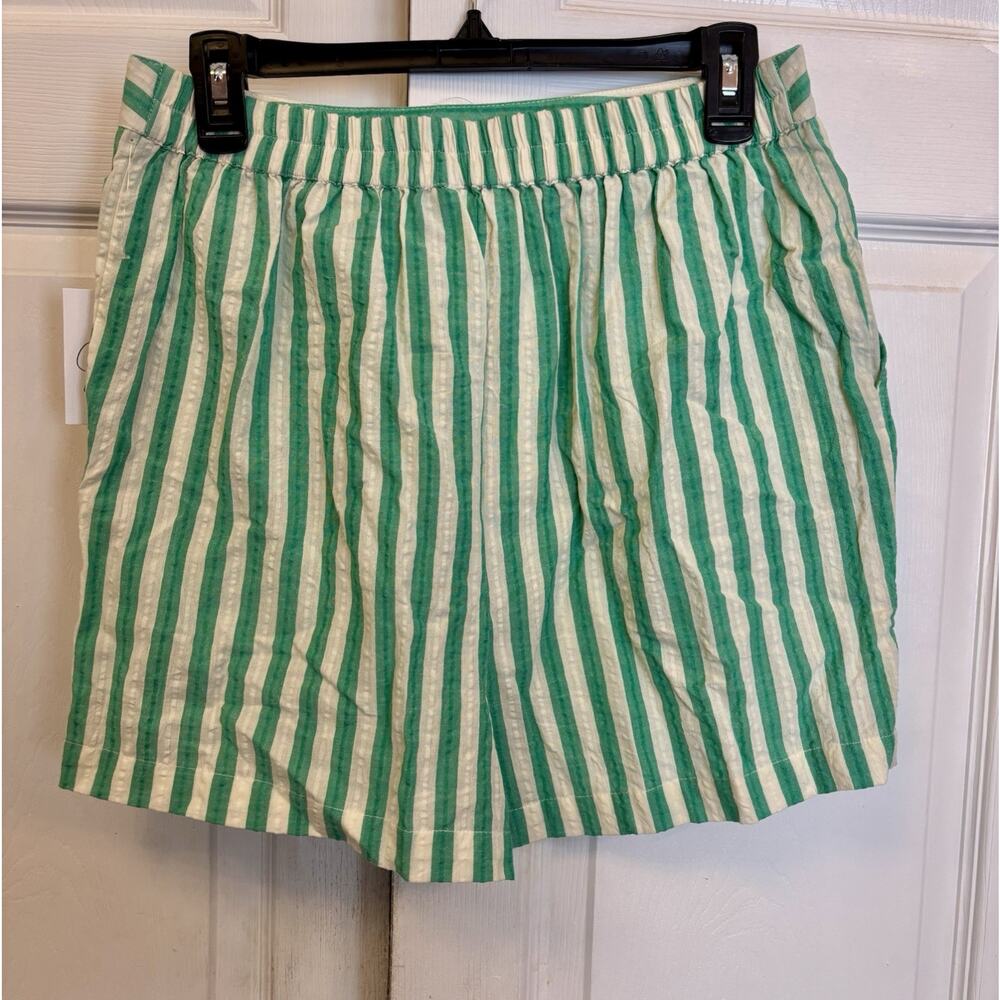 NWT Japna Womens Juniors Shorts Green White Stripes Large NEW - Picture 2 of 3